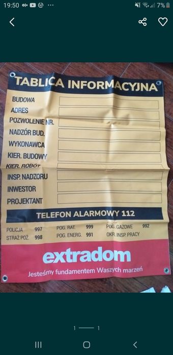 Tablica budowlana PCV Nowa