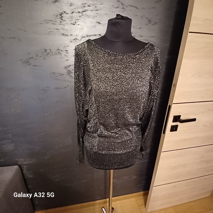 Sweterek damski czarny/srebrny