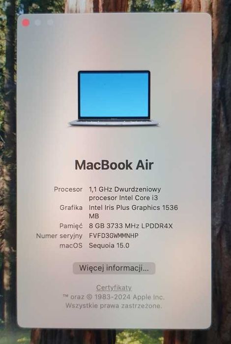 Laptop MacBook Apple a2179  Zadbany Bateria Ok