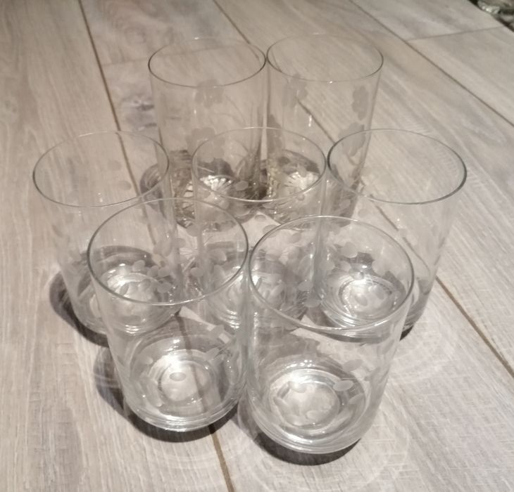 Szklanki z okresu PRL-u, kolekcja, Vintage, 5 + 2 sztuki