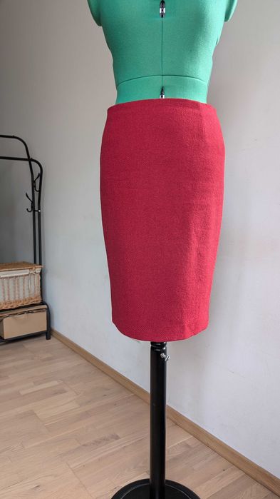 Boden British Tweed by Moon – Czerwona Spódnica Wełniana, Klasyk