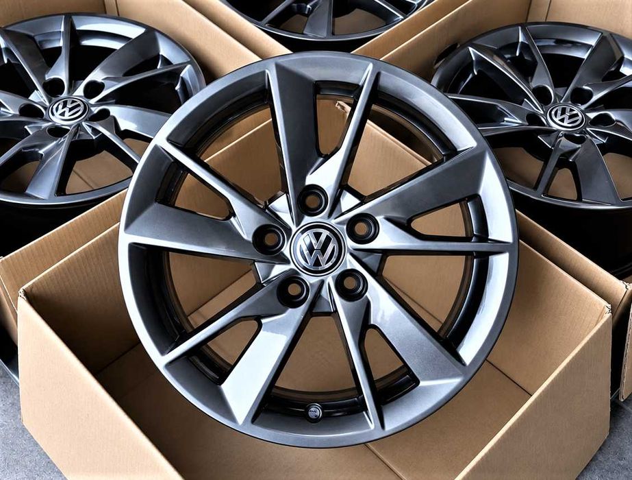 Alufelgi 16 5x112 VW Golf Passat Tiguan Jetta Touran Caddy T-Roc Nowe Chrom Shadow ! 611#