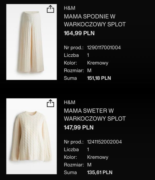 H&M komplet sweterkowy