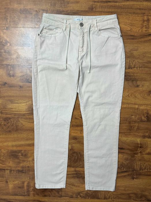 Spodnie jeansowe ze sznurkiem straight jeansy jasne Opus 40 L28 L