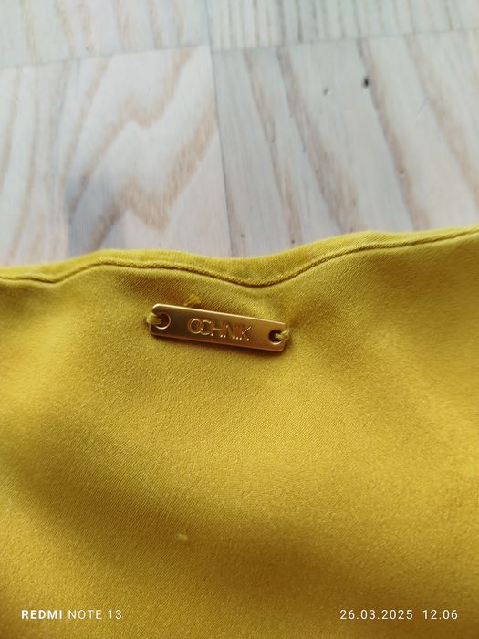 Żółta elegancka wizytowa asymetryczna bluzka Ochnik M