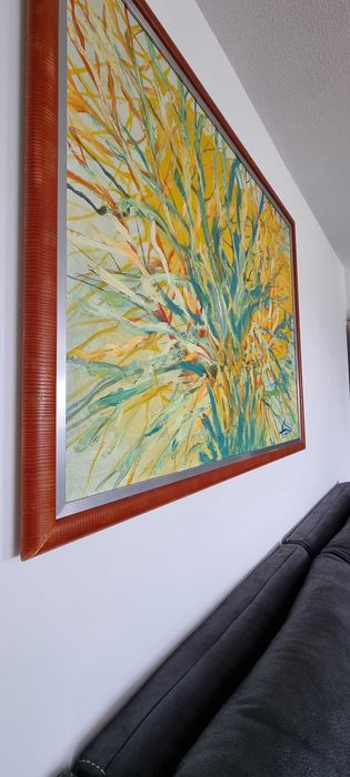 Obraz Na Płótnie Abstrakcyjny 109x92 cm Ręcznie Malowany