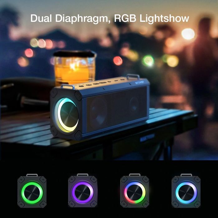 Coluna de Som portátil  120W com bluetooth Quad Drivers Deep Bass Ster