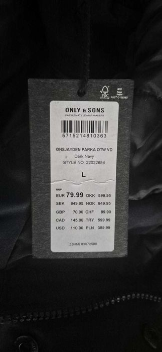 Kurtka nowa Only&Sons rozmiar L