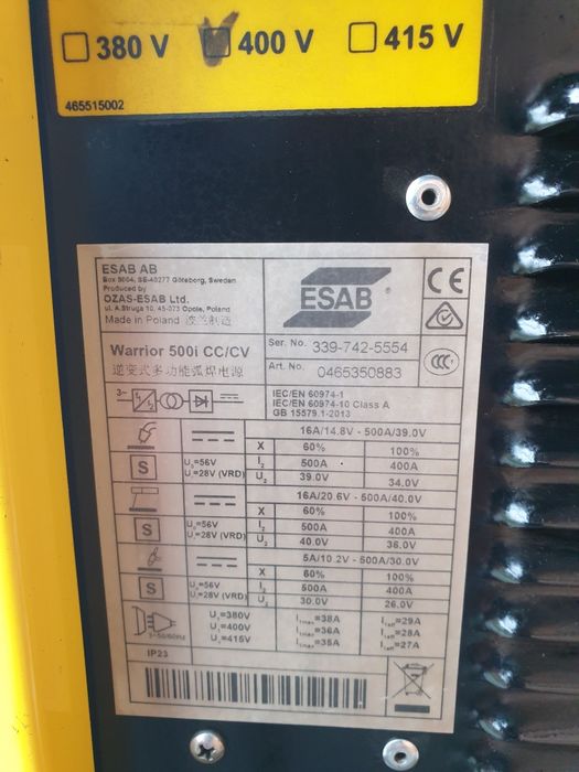 Spawarka migomat  esab Warrior 500i cc/cv