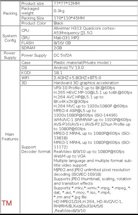 Android TV box 8K super wydajny na Androidzie 13