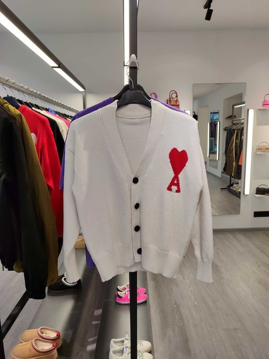 Кардиган AMI Paris Ami De Coeur Cardigan White