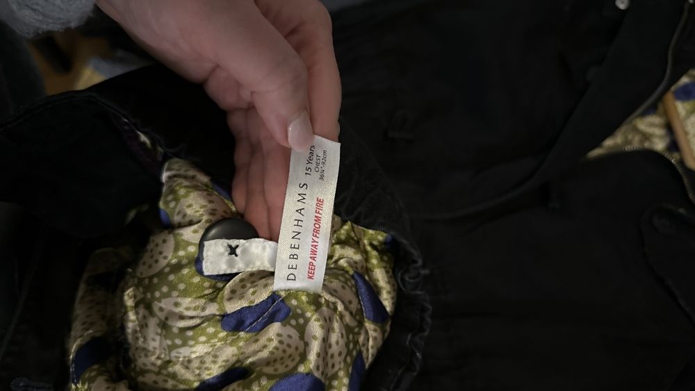 Czarna parka na wiosnę z kapturem, Debenhams, S / 15 lat