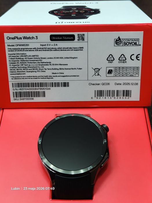 Smartwatch OnePlus Watch 3 Obsidian Titanium