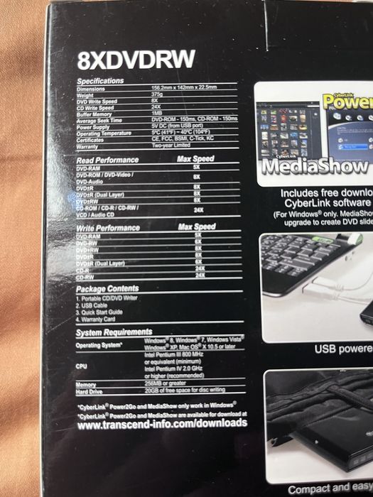 Zewnętrzna nagrywarka DVD/CD Transcend 8XDVDRW – NOWA