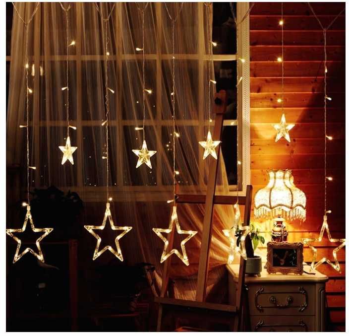 Świąteczna kurtyna świetlna 12 gwiazdek, 2m, 138LED, 8 trybów Avoalre