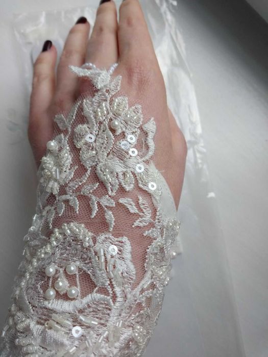 Перчатки сіточка капрон для нареченої білі