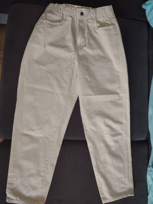 Spodnie damskie mum fit 38 beżowe H&M