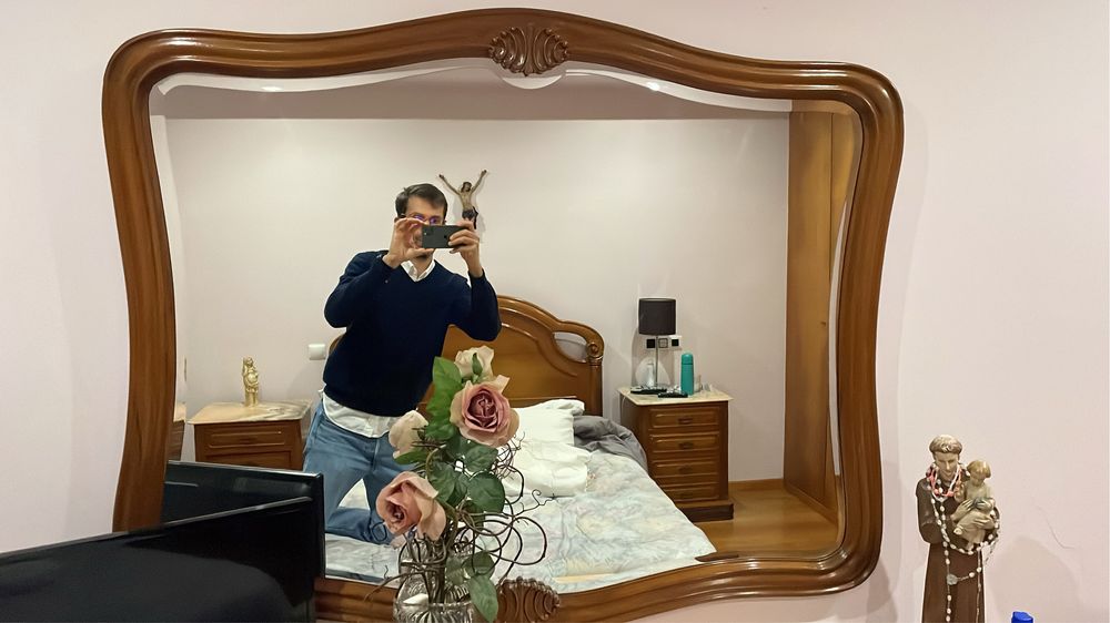 Espelho de quarto madeira cerejeira