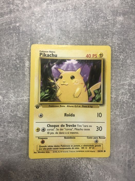 Carta Pokémon Pikachu - Edição Base (1999) - Edição 1ª Edição