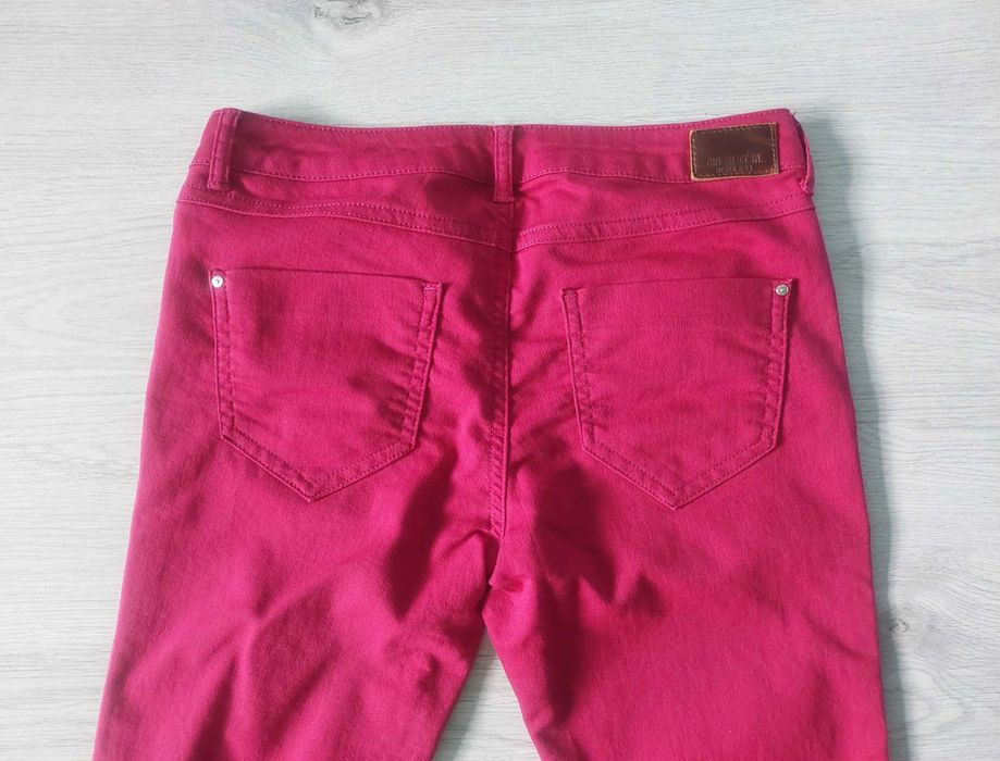 M spodnie damskie materiałowe różowe elastyczne basic denim