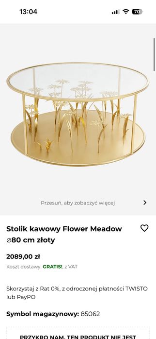 Stolik kawowy KARE Design Flower Meadow Gold Ø80 cm