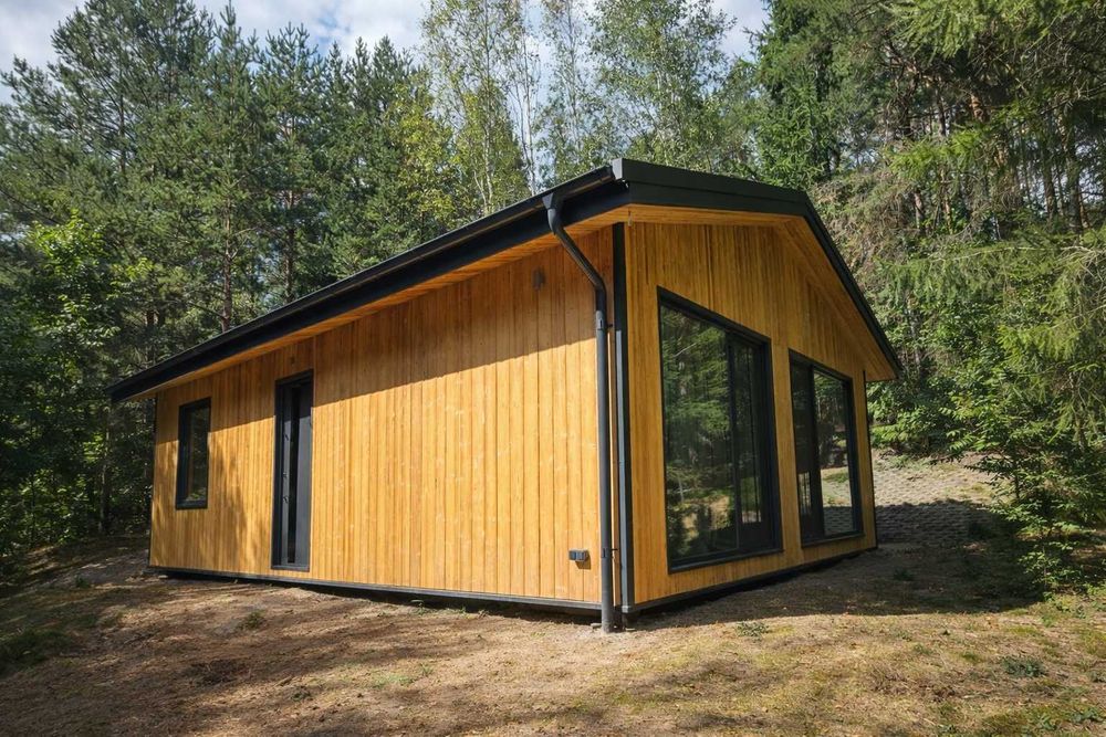 Dom drewniany parterowy 75m, domek letniskowy, całoroczny, konstrukcja