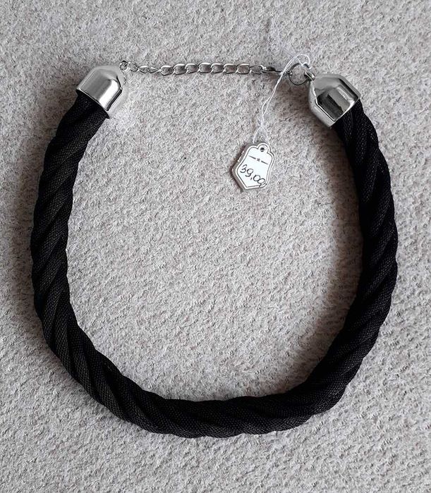 Elegancki nowy naszyjnik pleciony, czarny