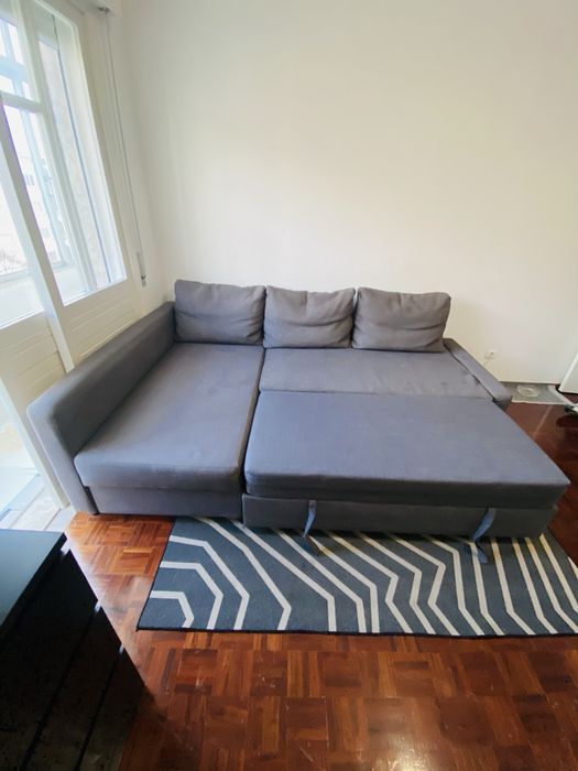 Sofá-cama de canto c/arrumação