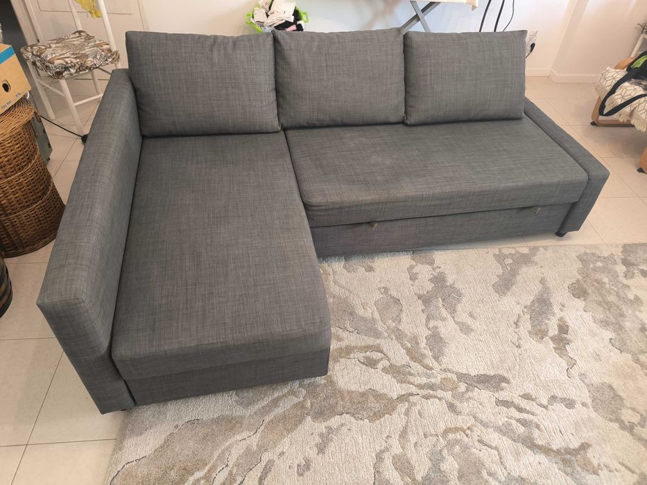 Sofá-cama IKEA FRIHETEN cinzento com chaise e arrumação