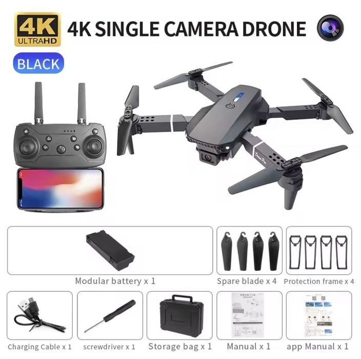 Квадрокоптер Drone E88 с камерой HD\720P дрон до 15 минут полета.