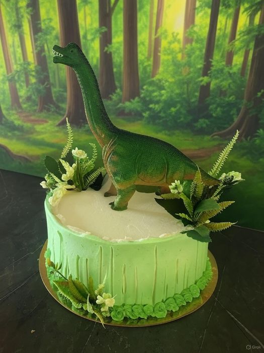 Torty Orzesze Dinozaur dla Dzieci średnica 25cm z zabawką, przepyszny