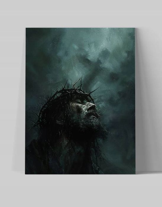 Obraz na płótnie Jezus Chrystus w koronie cierniowej krzyż 45x60