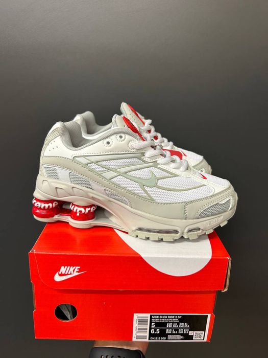 Кросівки Nike Supreme Shox Ride 2 White Red найк супрім білі