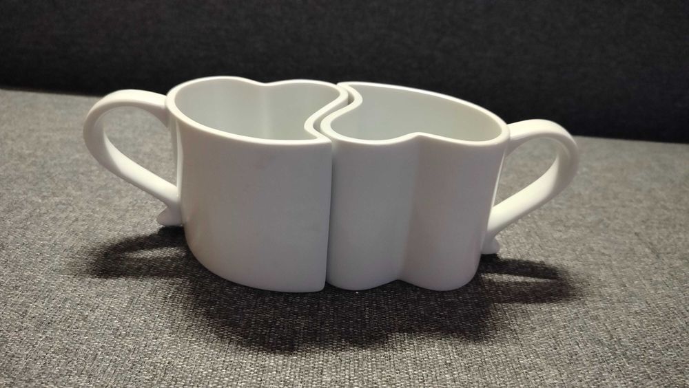 Kubeczki serca na walentynki białe 2 sztuki