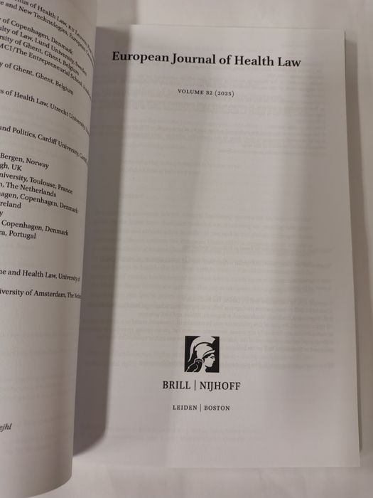 European Journal of Health Law

Volume 32, No. 1, February 2025

Brill