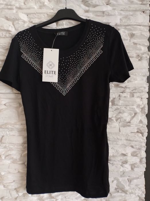 Bluzka czarna cekiny nowa r XS/S/M