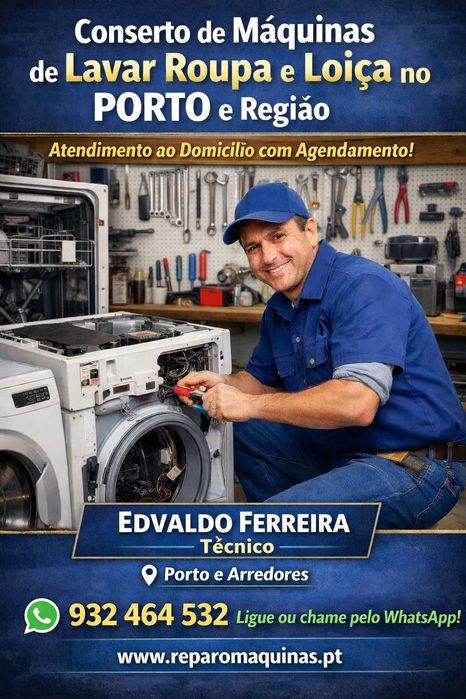 Reparo Máquinas de Lavar Roupas, secar e  Lavar Loiça - Porto e Região