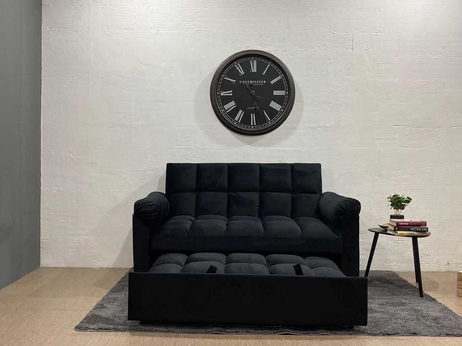 Sofá-cama preto veludo
