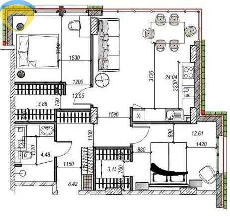 2-кімнатна квартира 66,5 м² • ЖК Derby Style House • Вид на парк