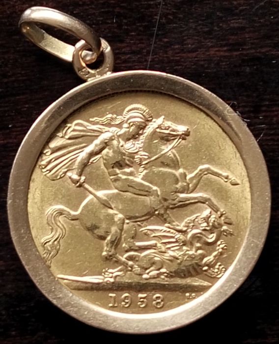 Moeda Libra Ouro 1958 Elizabeth II C/ Aro  Explêndida