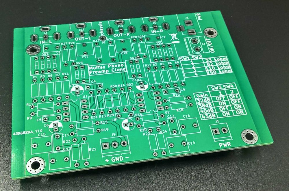 Płytka pcb - przedwzmacniacz RIAA Muffsy klon