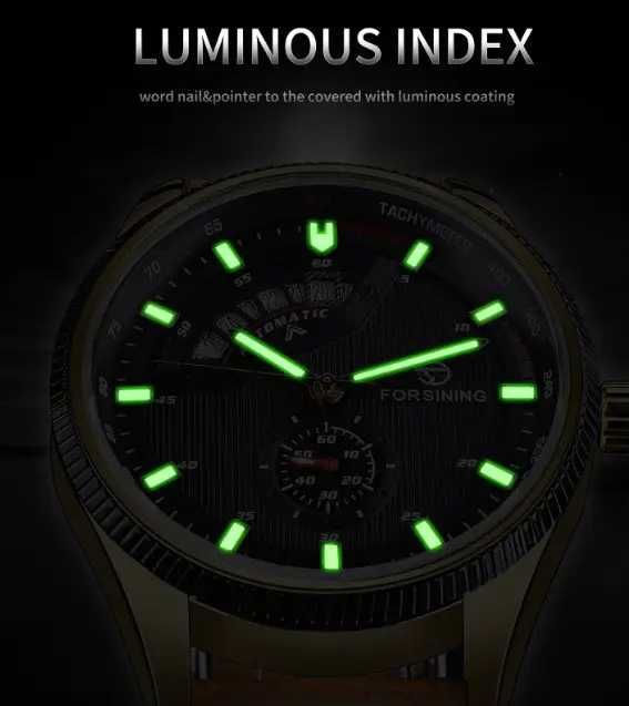 Чоловічий механічний наручний годинник часы часи Forsining GMT1218-2