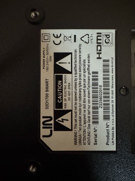 Telewizor LIN 32D1700 SMART 32” Full HD – obsługa sygnału 4K (30Hz)