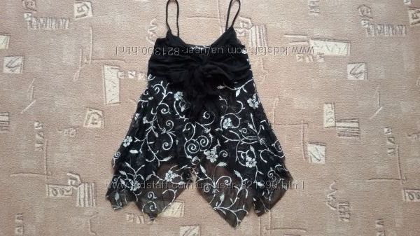 Туника пеньюар пляжная, женская, чёрная, с серебристым напылением.