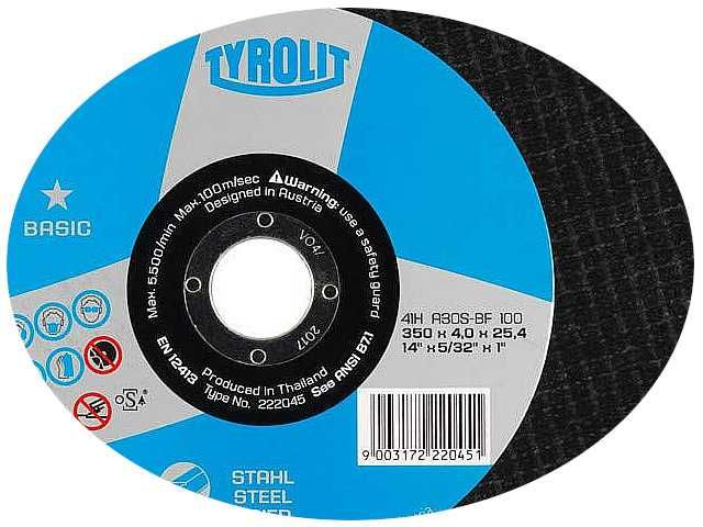 Tarcza tarcze do cięcia metalu 350 TYROLIT BASIC 100m/s 350 x 25,4 x 4
