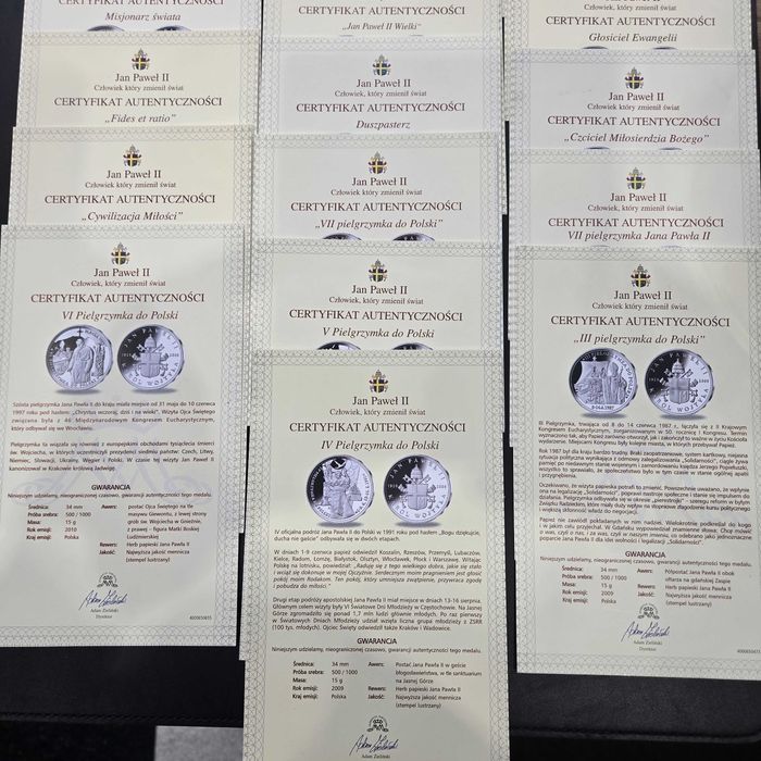 Medale srebrne Jan Paweł II Skarbnica Narodowa