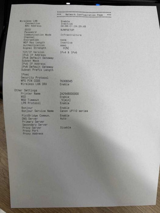 Принтер Canon PIXMA mobile iP110 A4 Wi-Fi БЕЗ Акумулятора