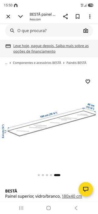 Vidro para cimo de móvel