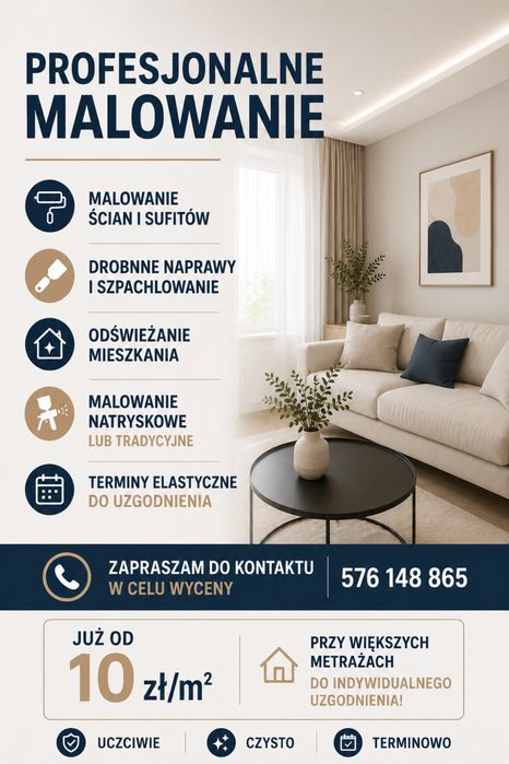 Malowanie wnętrz-natryskowe lub tracycyjne