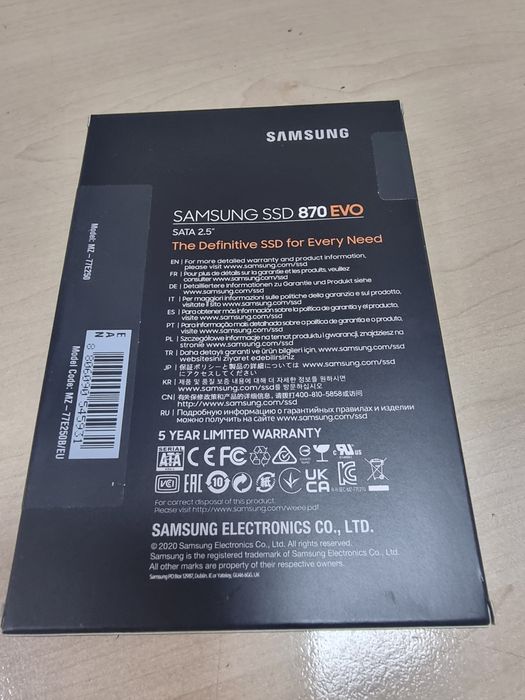 Накопитель SSD Samsung  870 evo 250 gb, sata. Новый
